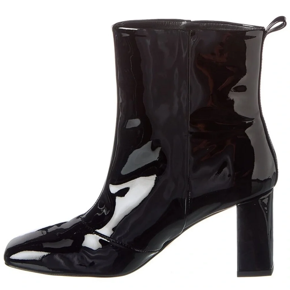 Good American Square Toe Bootie in Black Patent 8.5 - Picture 4 of 12